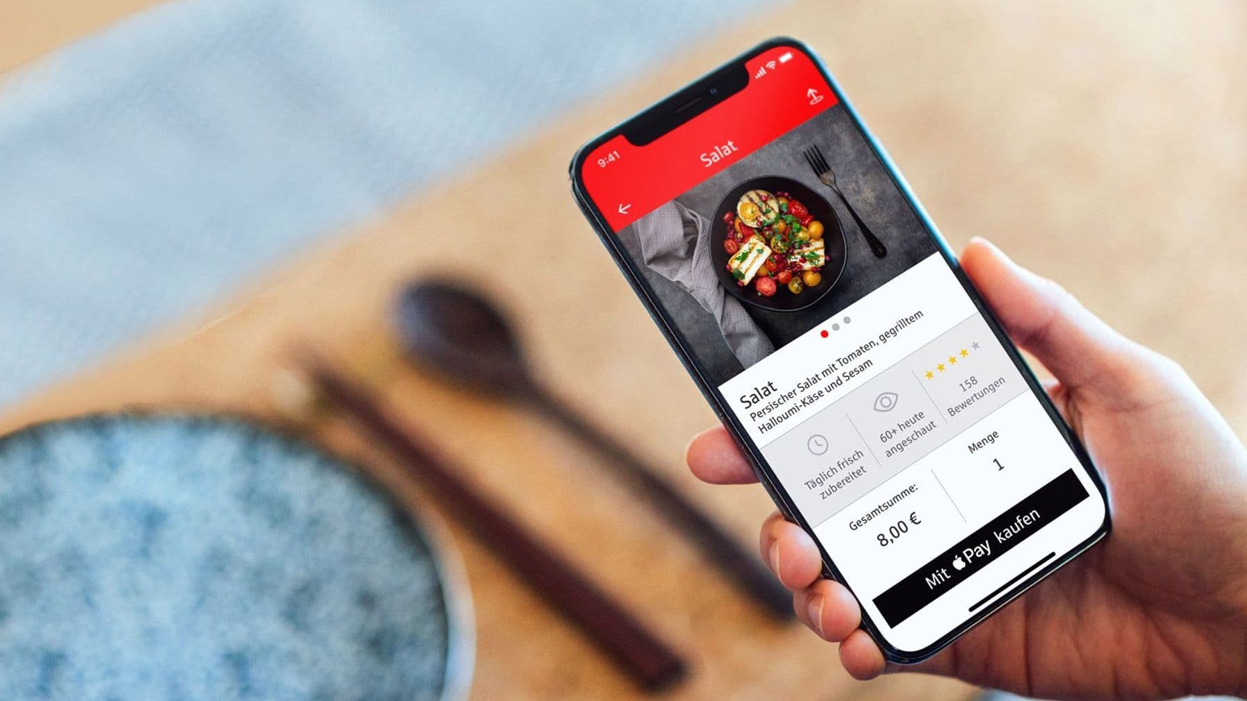 iPhone Screen mit einer Bestellung für ein Essen