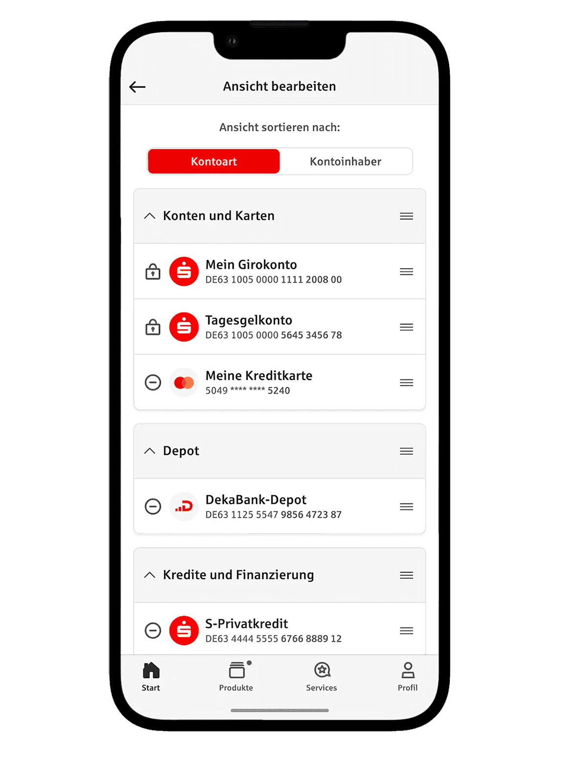 Screenshot S-App Kontenübersicht