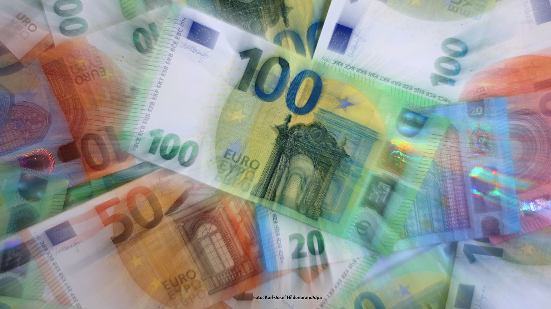 Unscharfe Euroscheine. 100-Euro. 50-Euro. 10-Euro