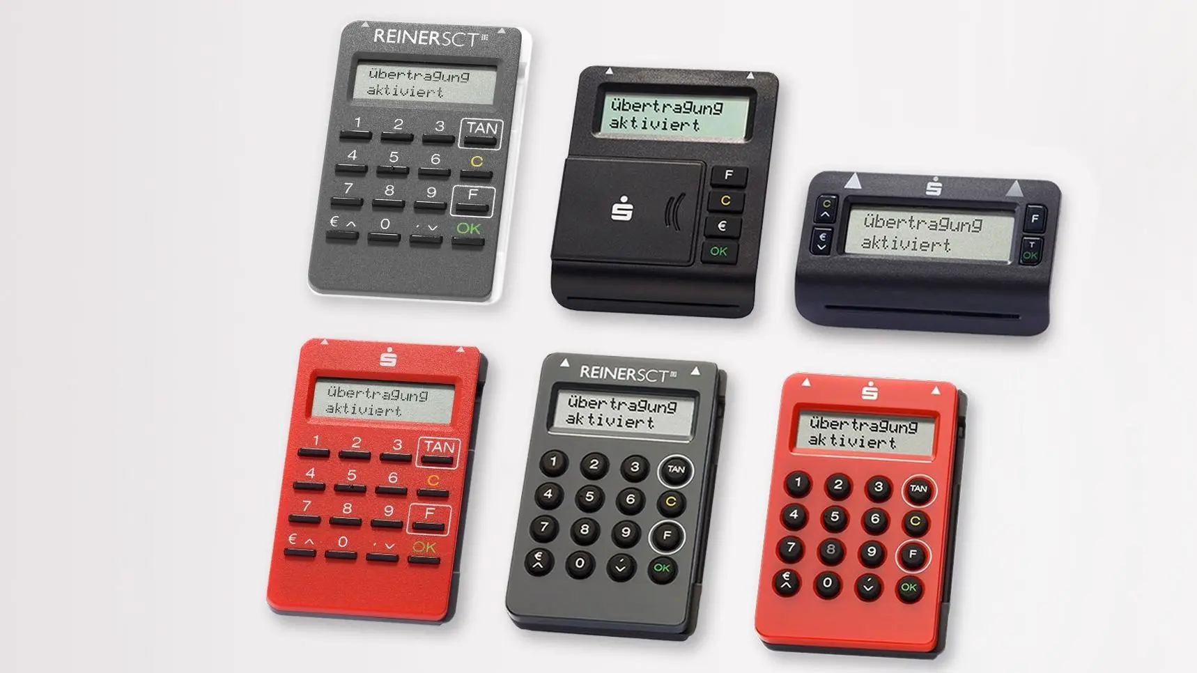 Ein Composing von 6 TAN-Generatoren auf weißem Hintergrund