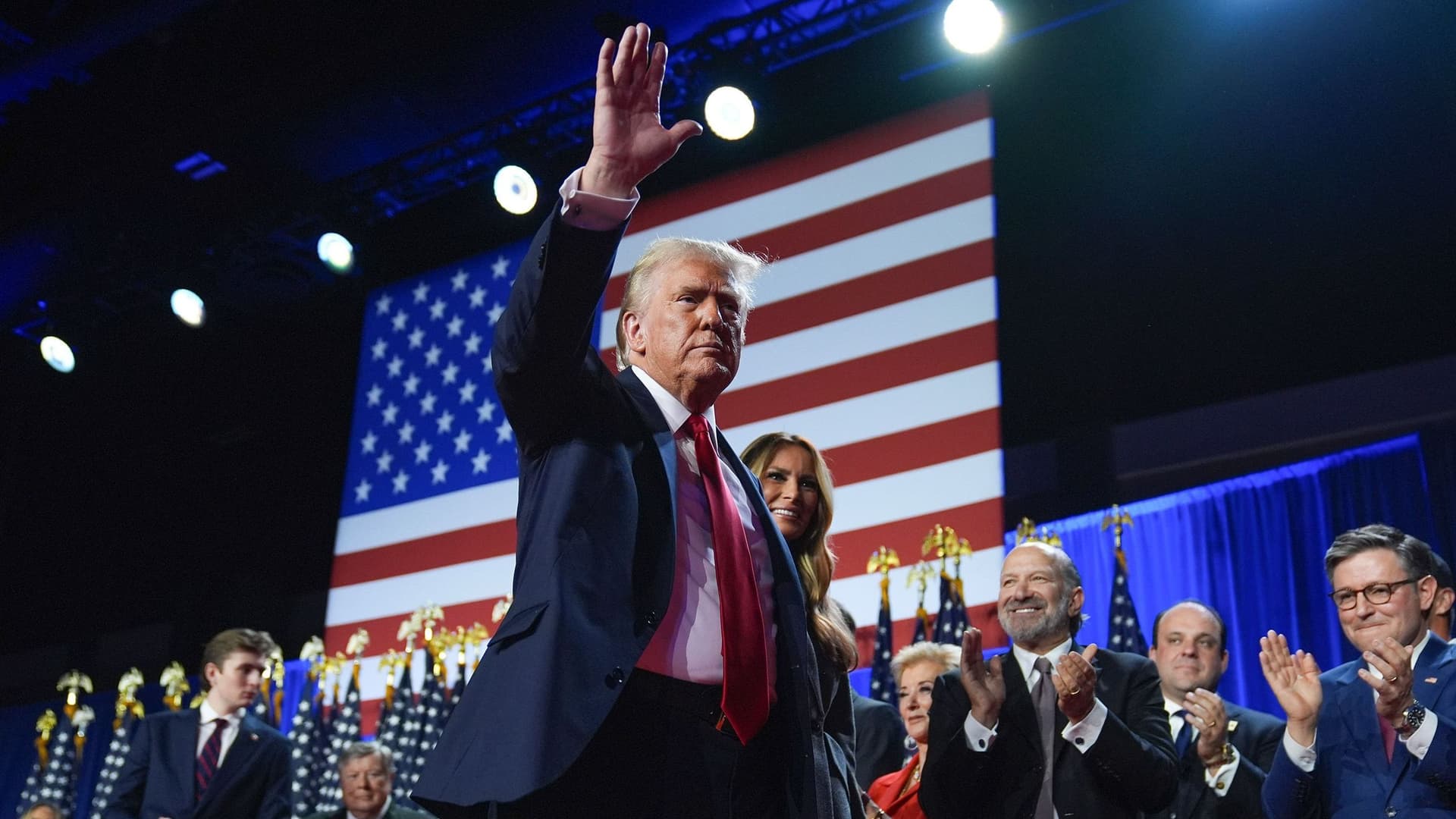 Trump und seine Frau Melania bei der Wahlparty