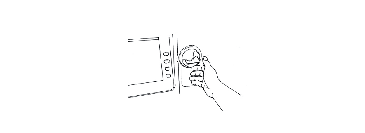 Illustration einer Hand, die eine Karte aus den Bankautomaten entnimmt.