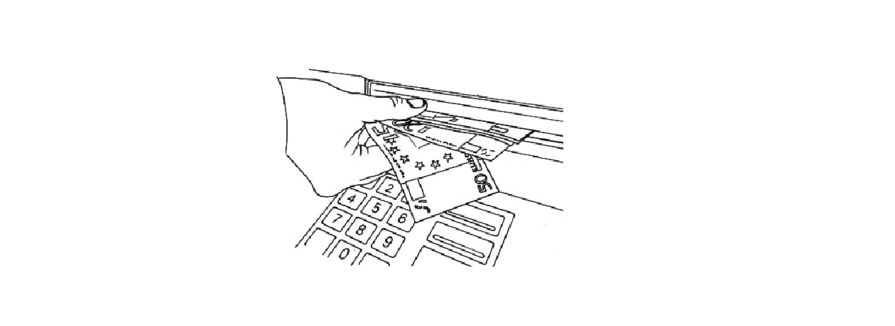Illustration einer Hand, die Geld aus einem Bankautomaten entnimmt.