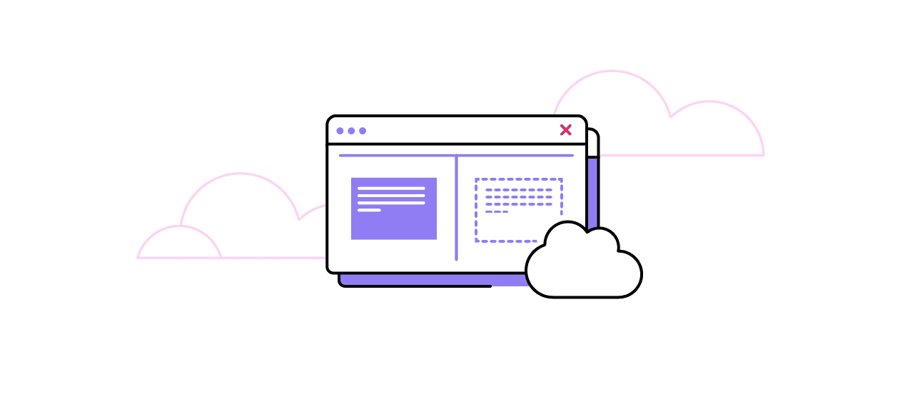 Grafik zu Online Speicherplatz: Man sieht ein Computerfenster und eine Wolke.