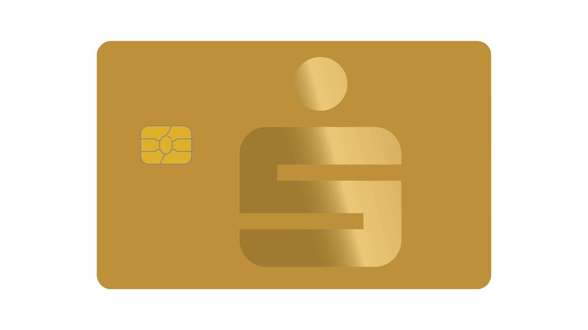 Goldene Sparkassen-Kreditkarte mit Chip-Kontaktfeld und Sparkassen-Logo