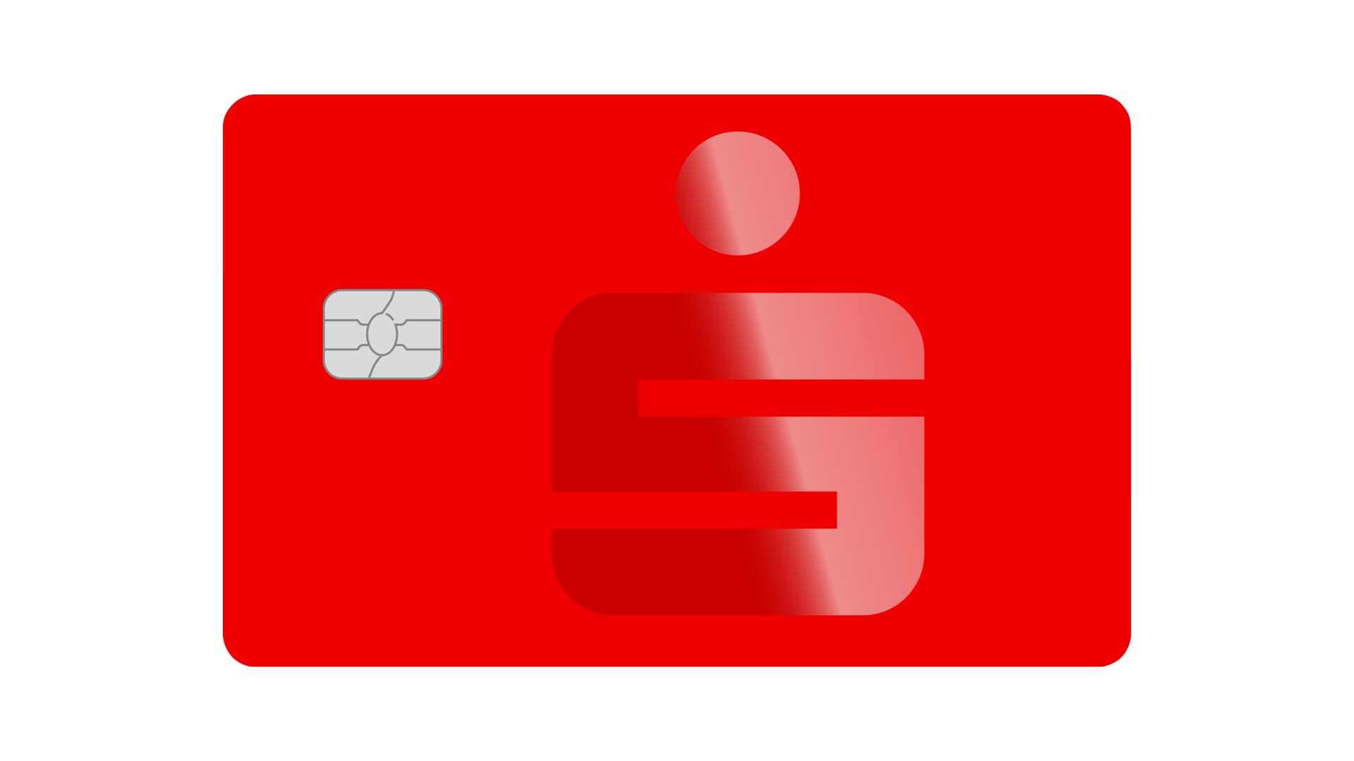 Rote Sparkassen-Debitkarte mit Chip-Kontaktfeld und Sparkassen-Logo