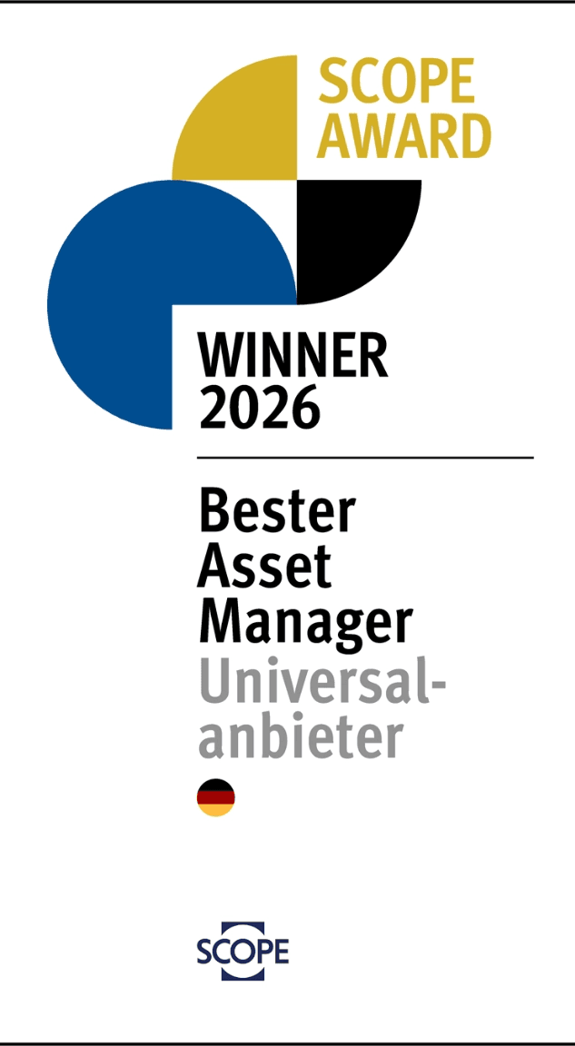 Scope Award Winner 2026: Auszeichnung als bester Asset Manager in der Kategorie Universalanbieter (Deutschland).