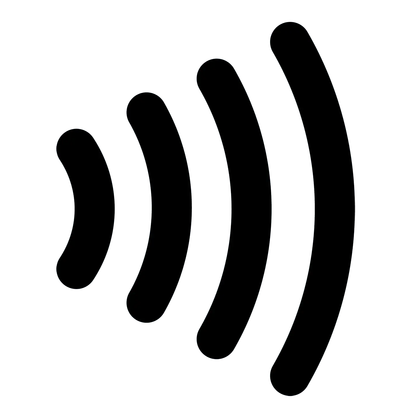 Transparent hinterlegtes Logo für das kontaktloses Bezahlen bestehend aus vier Wellen.