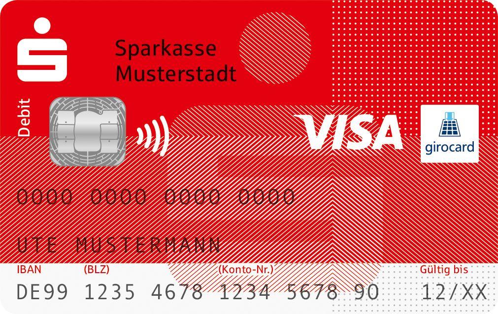 Rote Visakarte der Sparkasse mit girocard Symbol