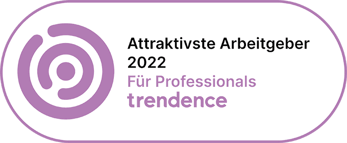 Ein grafisches Siegel von trendence mit der Zeile 'attraktivste Arbeitgeber 2022 für Professionals'