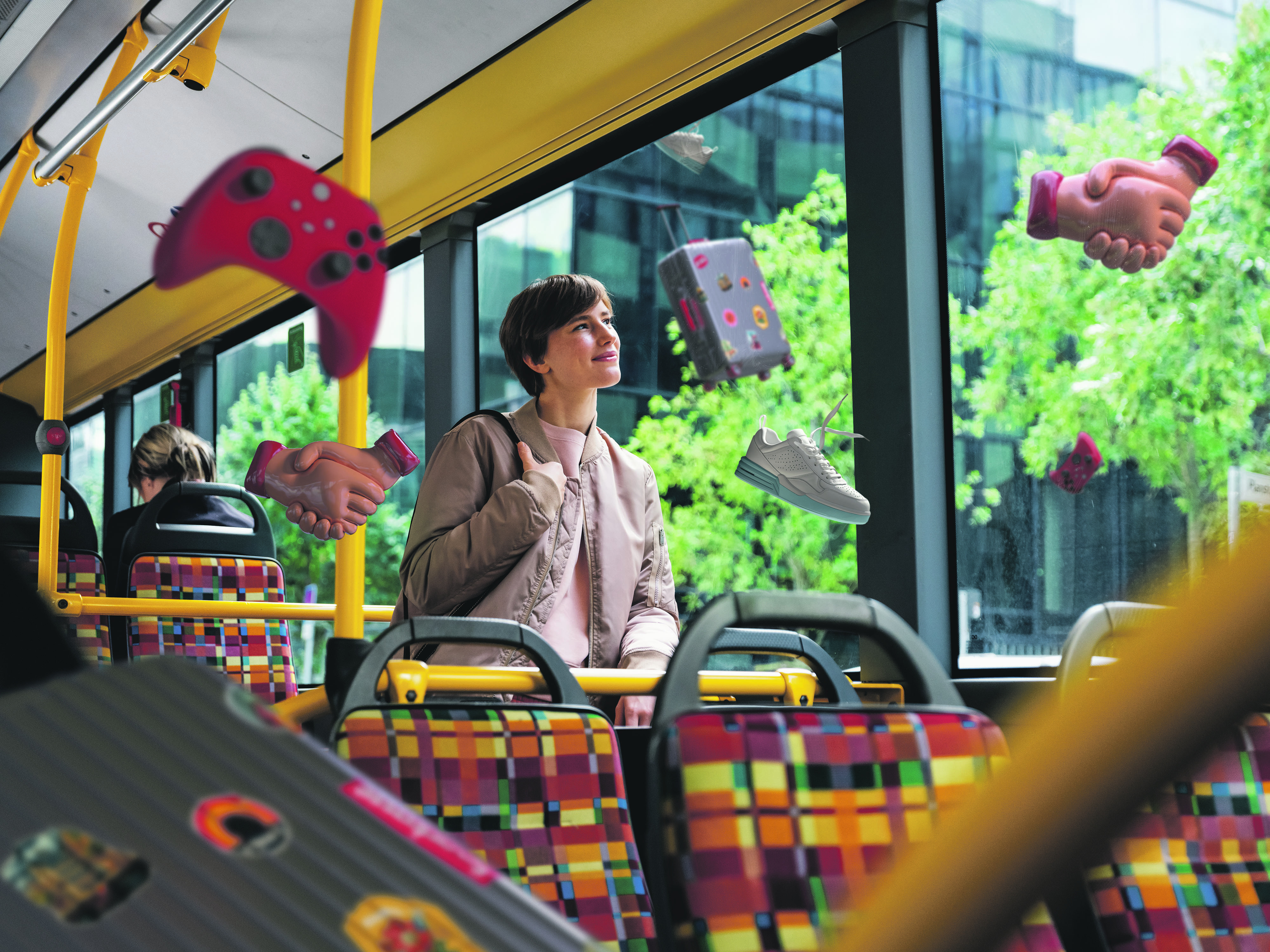 Person im Bus