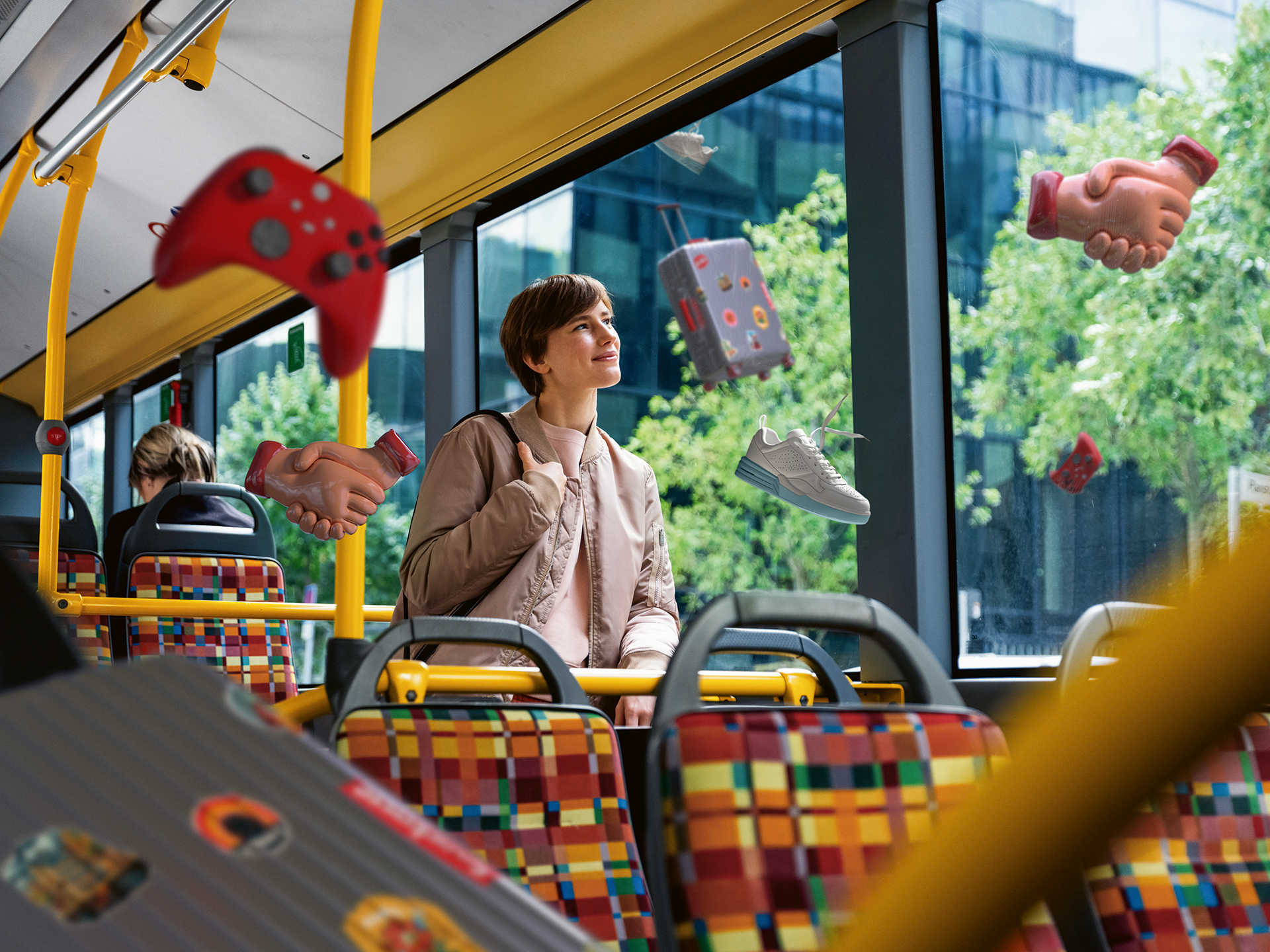 Junge Frau im Bus