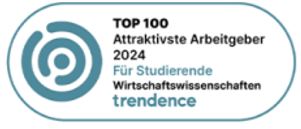 Trendence Siegel: Platz 1 der attraktivsten Arbeitgeber 2024 für Studierende im Bereich Wirtschaftswissenschaften