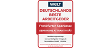 Siegel zeigt hohe Attraktivität als Arbeitgeberin, die der Frankfurter Sparkasse von der Zeitung "Welt" bescheinigt wurde