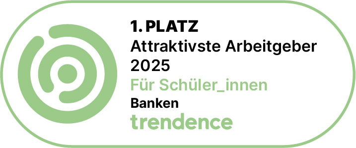 Trendence Siegel: Platz 1 der attraktivsten Arbeitgeber 2025 bei Schülern und Schülerinnen im Bereich Banken